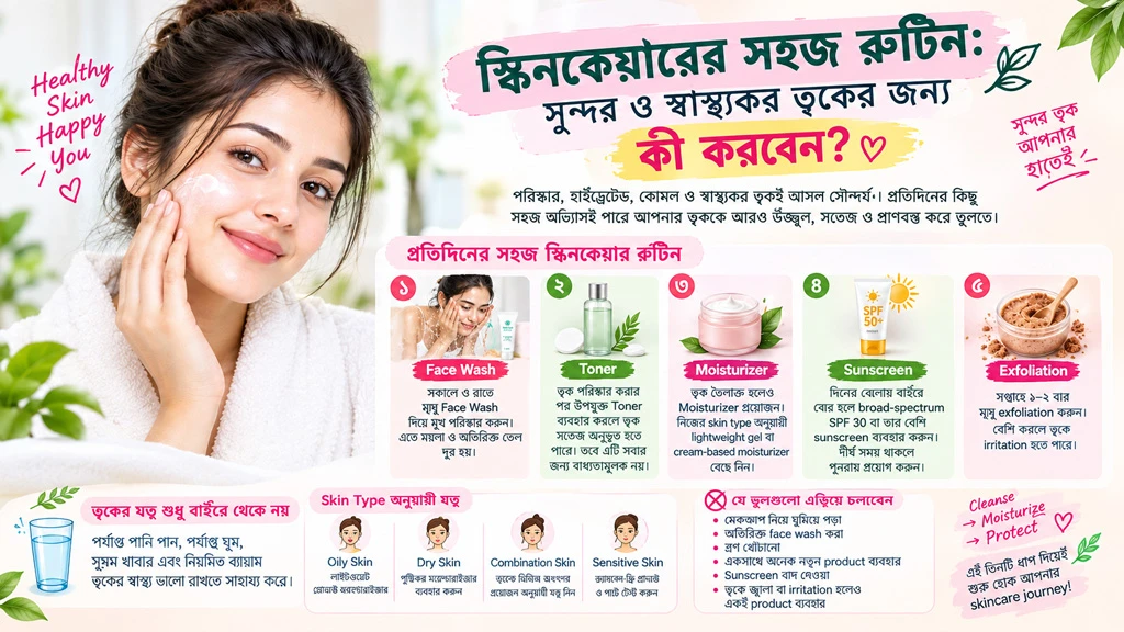স্কিনকেয়ারের সহজ রুটিন: সুন্দর ও স্বাস্থ্যকর ত্বকের জন্য কী করবেন?